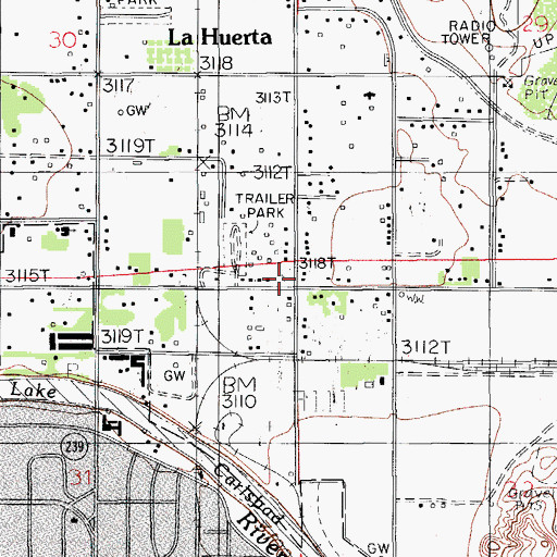 Topographic Map of La Huerta, NM