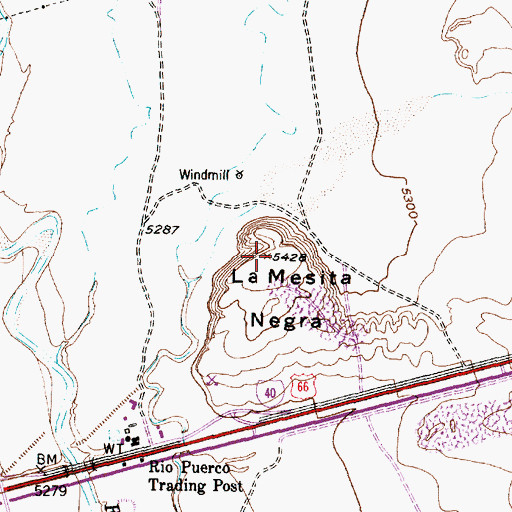 Topographic Map of La Mesita Negra, NM