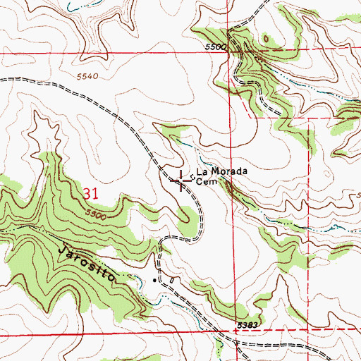 Topographic Map of La Morada Cemetery, NM