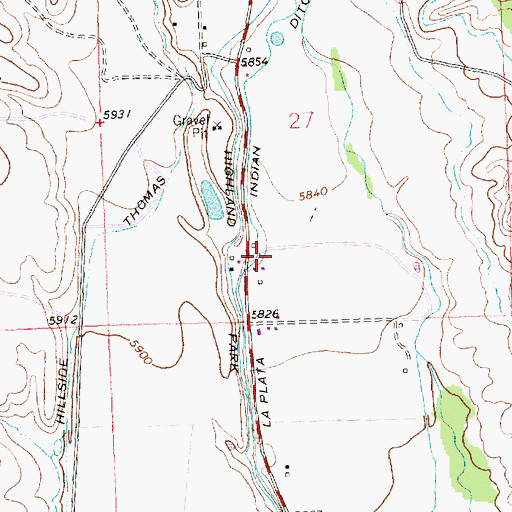 Topographic Map of La Plata Indian Ditch, NM