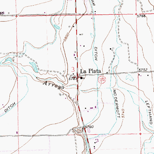 Topographic Map of La Plata, NM
