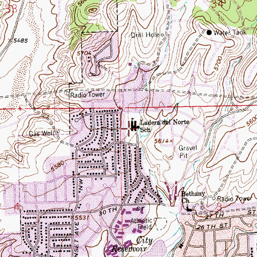 Topographic Map of Ladera del Norte School, NM