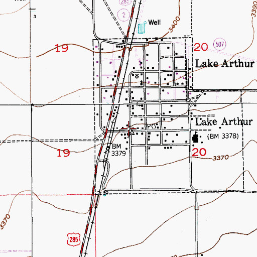 Topographic Map of Lake Arthur, NM