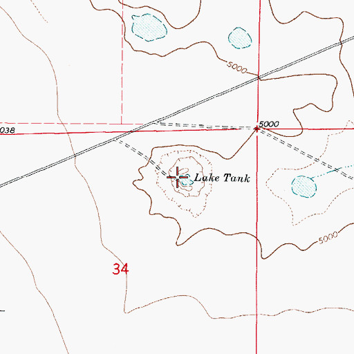 Topographic Map of Lake Tank, NM