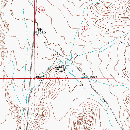 Topographic Map of Lake Tank, NM