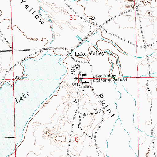 Topographic Map of Lake Valley Boarding School, NM