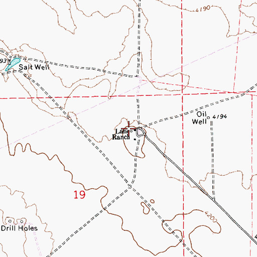 Topographic Map of Lane Ranch, NM