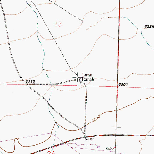 Topographic Map of Lane Ranch, NM