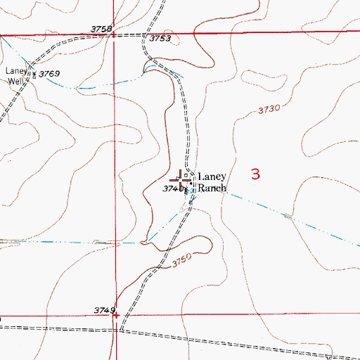 Topographic Map of Laney Ranch, NM