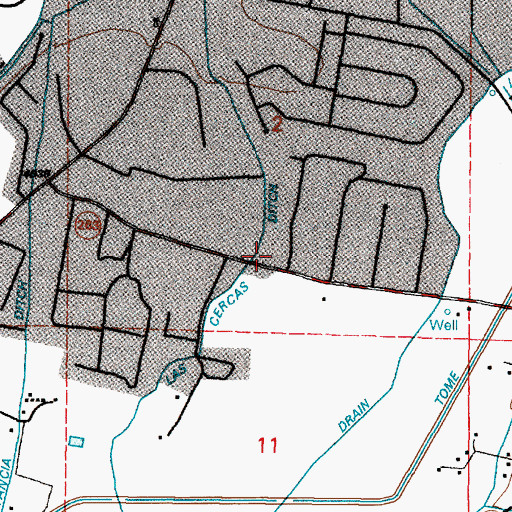 Topographic Map of Las Cercas Ditch, NM
