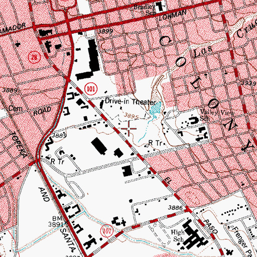 Topographic Map of Las Cruces Arroyo, NM