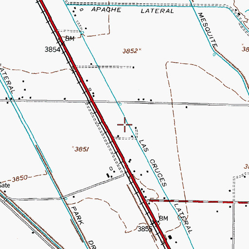 Topographic Map of Las Cruces Lateral, NM