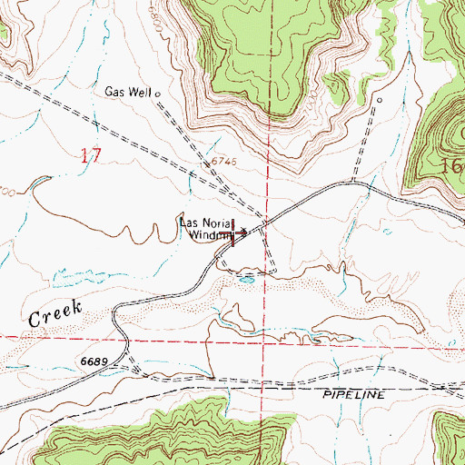 Topographic Map of Las Norias Windmill, NM