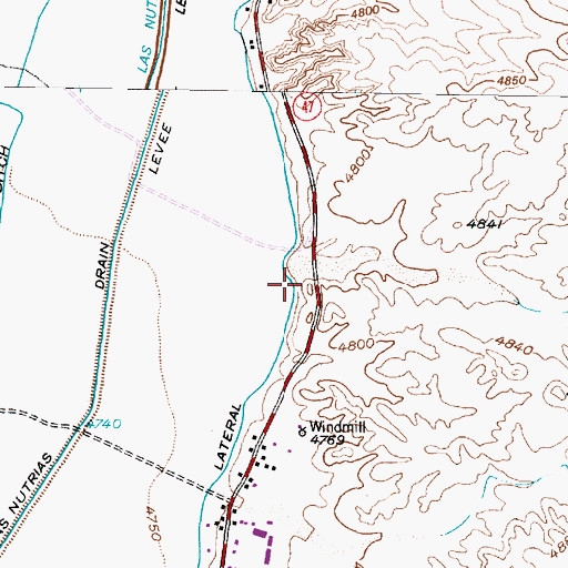 Topographic Map of Las Nutrias Lateral, NM