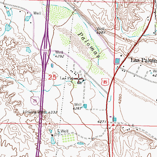 Topographic Map of Las Palomas Church, NM