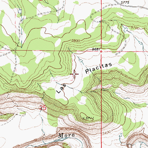 Topographic Map of Las Placitas, NM