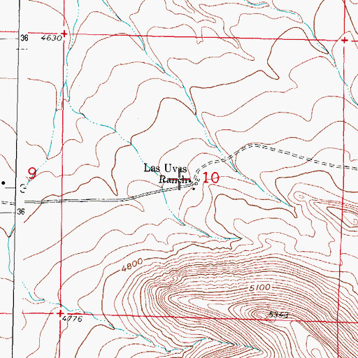 Topographic Map of Las Uvas Ranch, NM