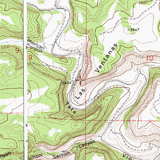 Topographic Map of Las Ventanas, NM