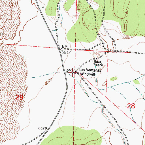 Topographic Map of Las Ventanas Windmill, NM