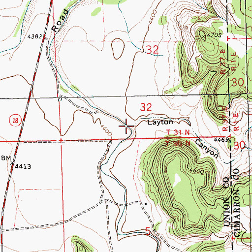 Topographic Map of Layton Canyon, NM