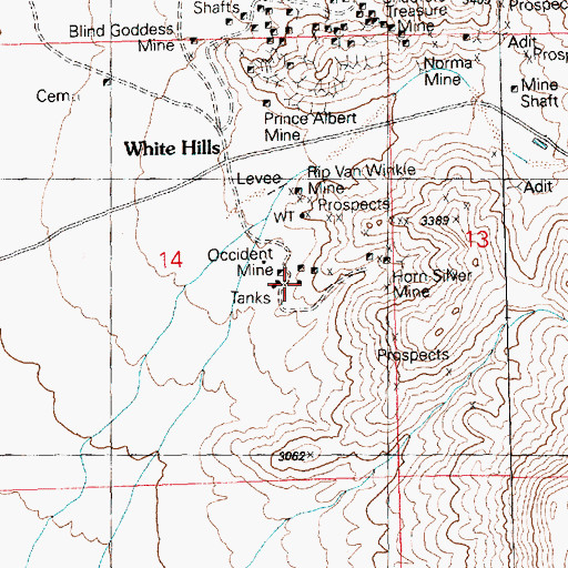 Topographic Map of Occident Mine, AZ