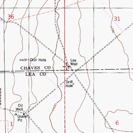 Topographic Map of Lea Well, NM