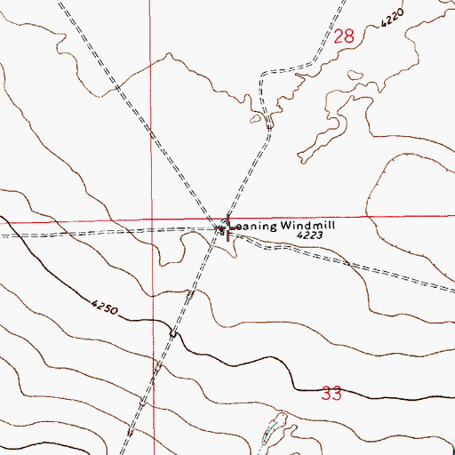 Topographic Map of Leaning Windmill, NM
