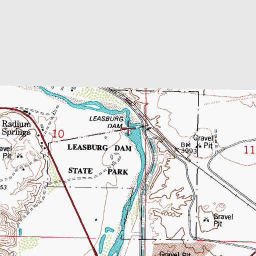 Topographic Map of Leasburg Dam, NM
