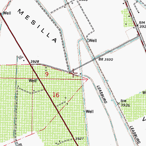 Topographic Map of Leasburg Drain, NM