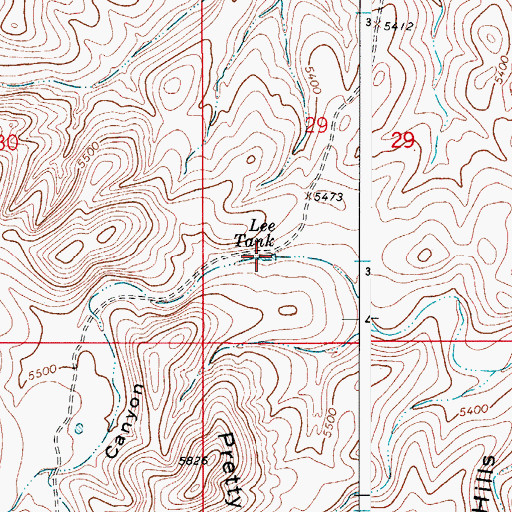 Topographic Map of Lee Tank, NM