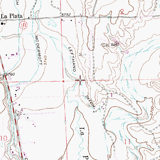 Topographic Map of Lefthand Ditch, NM