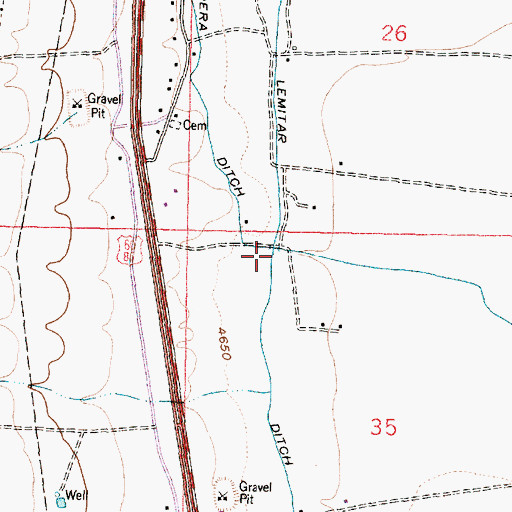 Topographic Map of Lemitar Ditch, NM