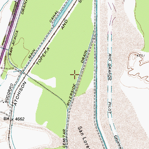 Topographic Map of Lemitar Riverside Drain, NM
