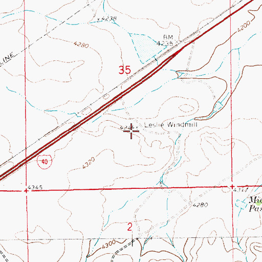 Topographic Map of Leslie Windmill, NM