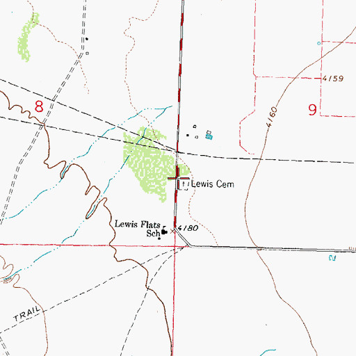 Topographic Map of Lewis Cemetery, NM