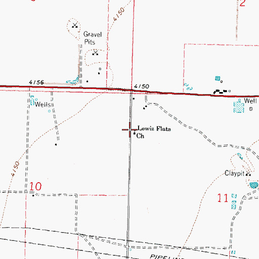 Topographic Map of Lewis Flats Church, NM