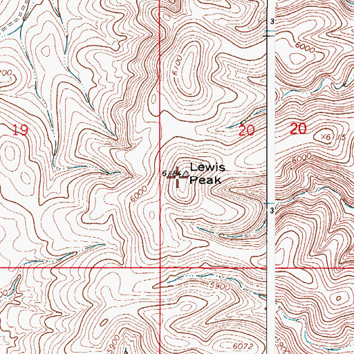 Topographic Map of Lewis Peak, NM