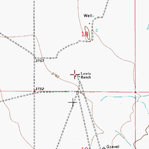 Topographic Map of Lewis Ranch, NM