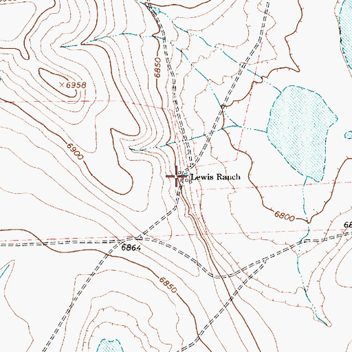 Topographic Map of Lewis Ranch, NM