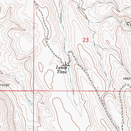Topographic Map of Lewis Tank, NM