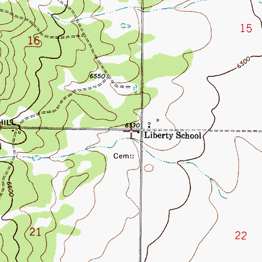 Topographic Map of Liberty School, NM