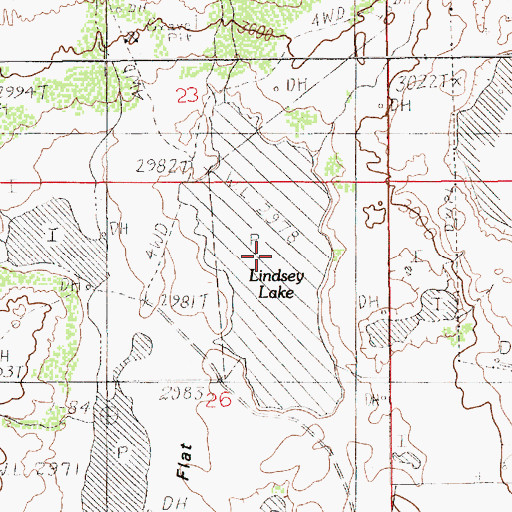 Topographic Map of Lindsey Lake, NM