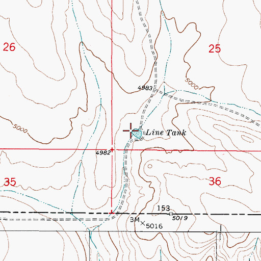 Topographic Map of Line Tank, NM