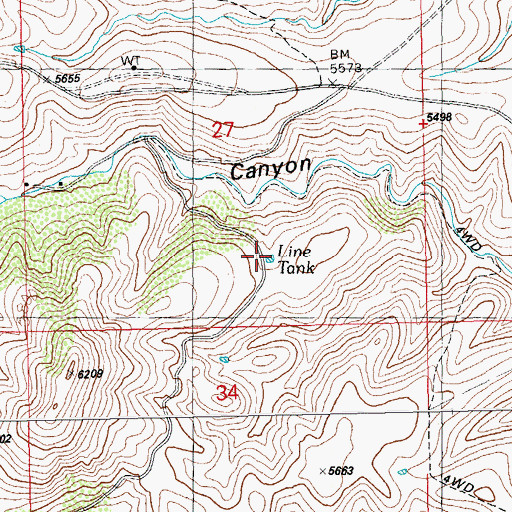 Topographic Map of Line Tank, NM