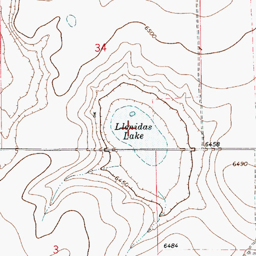 Topographic Map of Llonidas Lake, NM