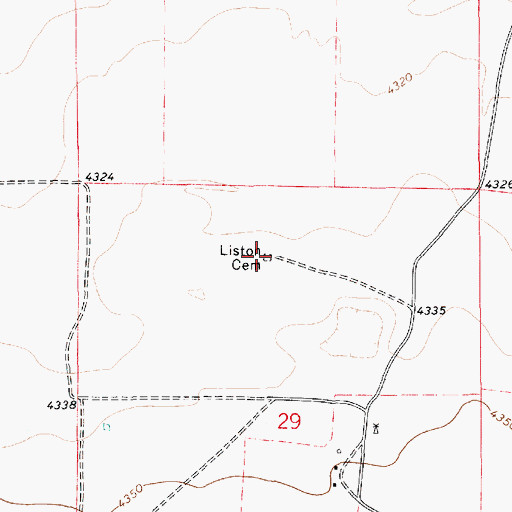 Topographic Map of Liston Cemetery, NM