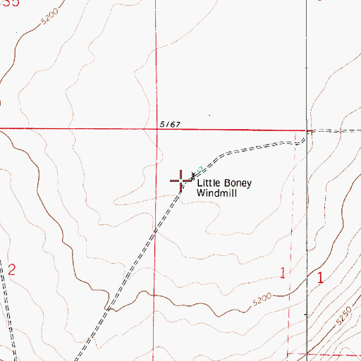 Topographic Map of Little Boney Windmill, NM