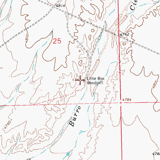 Topographic Map of Little Box Windmill, NM