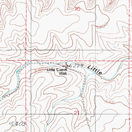 Topographic Map of Little Cuevo Well, NM