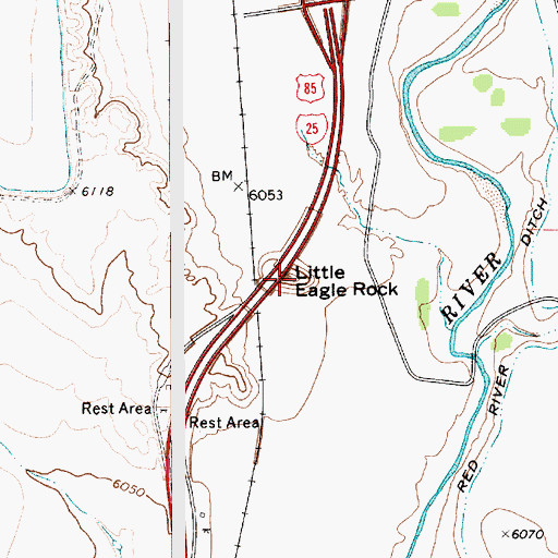 Topographic Map of Little Eagle Rock, NM